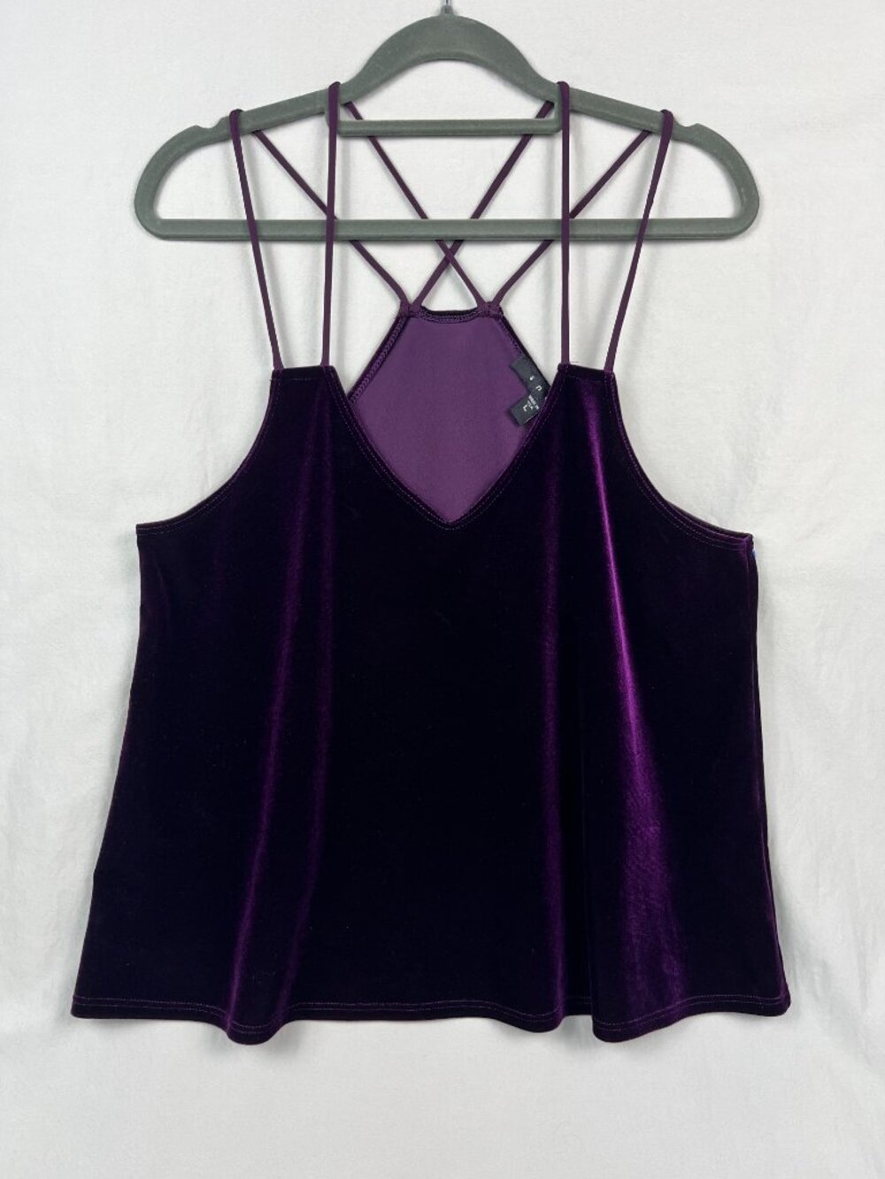 Vintage Y2K Deep Purple Velour Strappy Cami Top Dark Romantic Whimsigoth Witchy